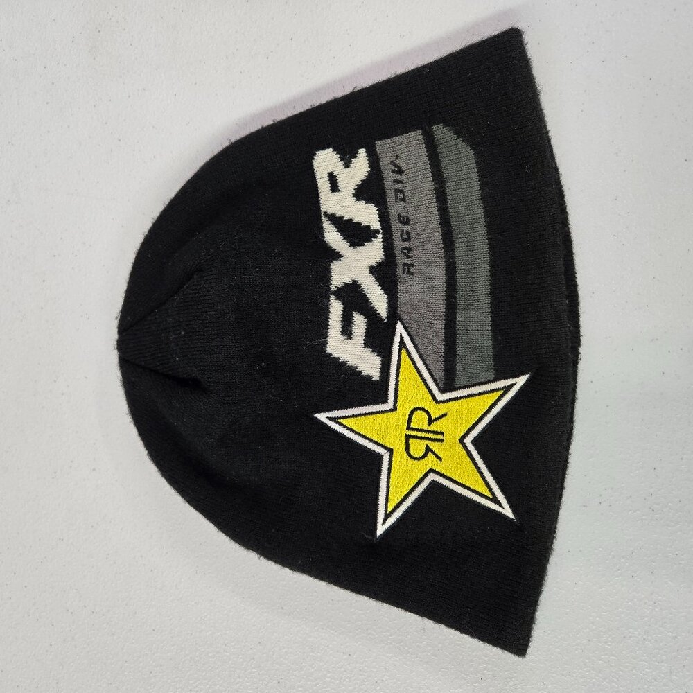Rockstar Energy Men One Size Black Beanie‎ Logo Graphic FXR Race Division